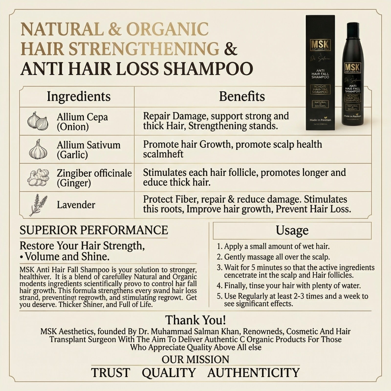 MSK Anti Hair Fall Shampoo & Serum For Hair Loss in Pakistan Dermatologist Recommended