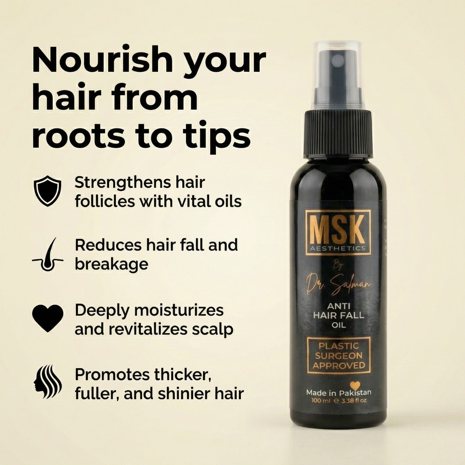 MSK Aesthetics Anti Hair Fall Oil — By Dr. Salman