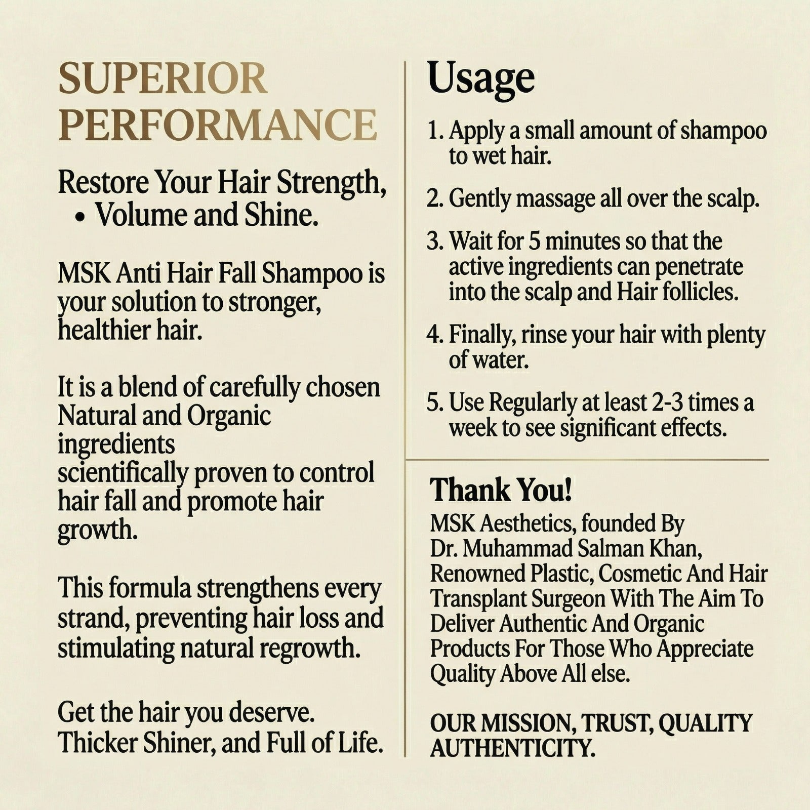 MSK Aesthetics Anti Hair Fall Shampoo — By Dr. Salman