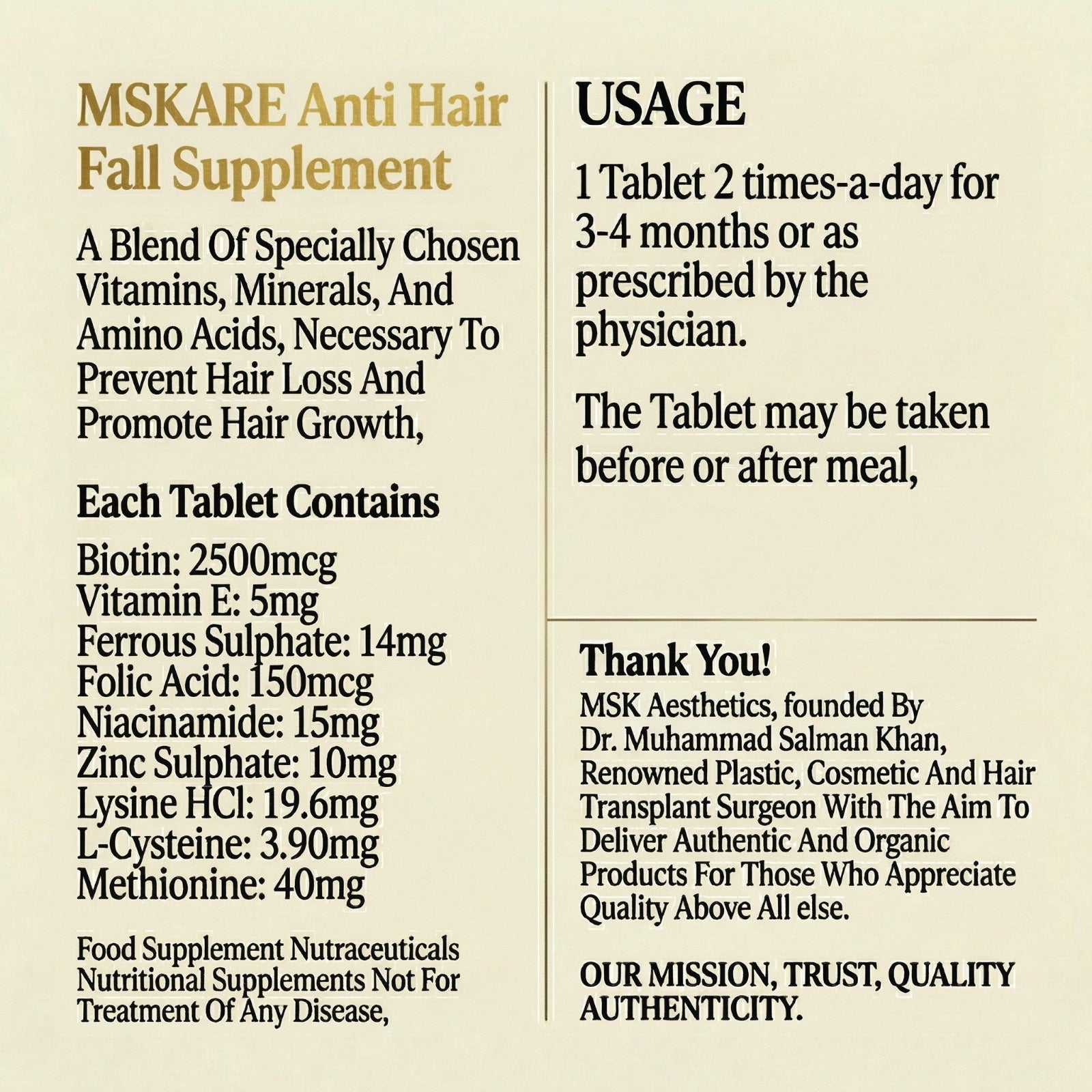 MSKARE Anti Hair Fall Supplement.